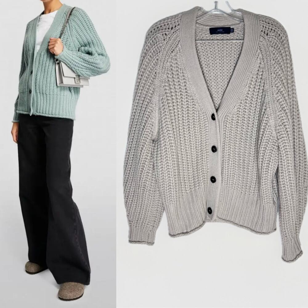 Arch4 Rotterdam Cashmere Cardigan Chunky Sweater Gray  Sz OS